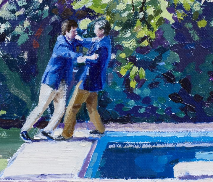 Víctor López-Rúa. Piscina. Detalle. Óleo sobre lienzo 54x36cm. 2014. Colección privada (La Coruña)