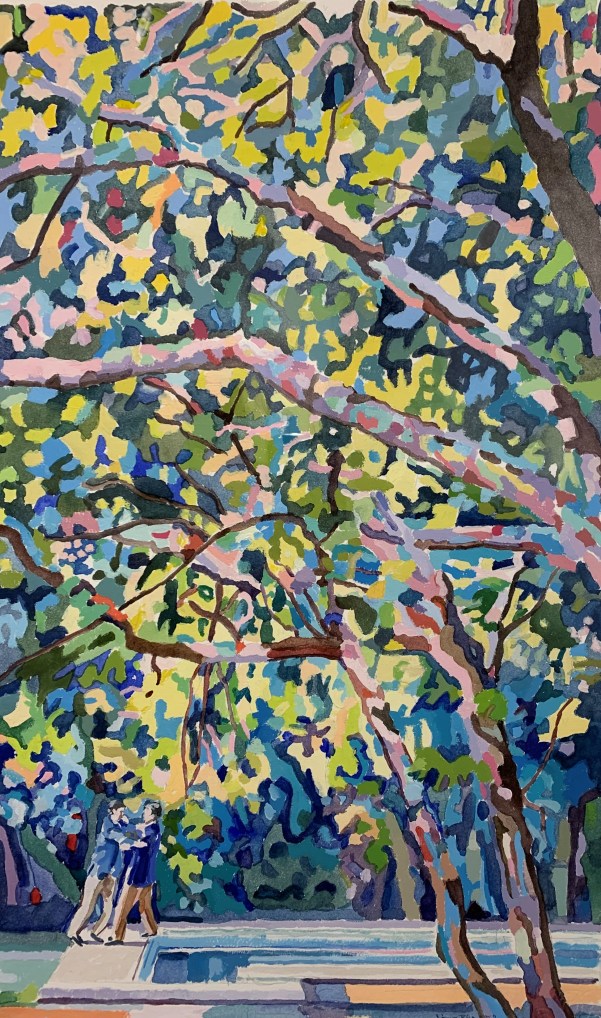 Víctor López-Rúa. Piscina. Gouache y acuarela sobre papel. 55x35cm. 2020